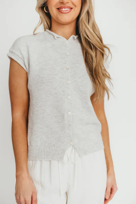 Wrenley Sweater Vest Cardigan in Light Grey sold by Worth Collective