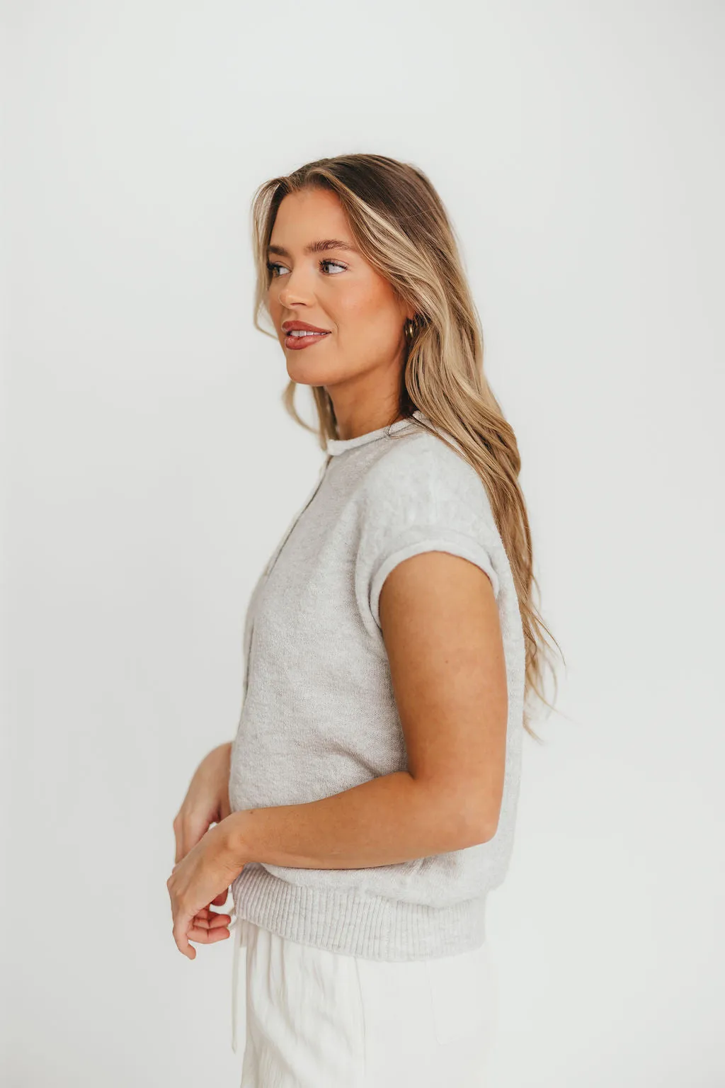 Wrenley Sweater Vest Cardigan in Light Grey sold by Worth Collective product image thumbnail 5