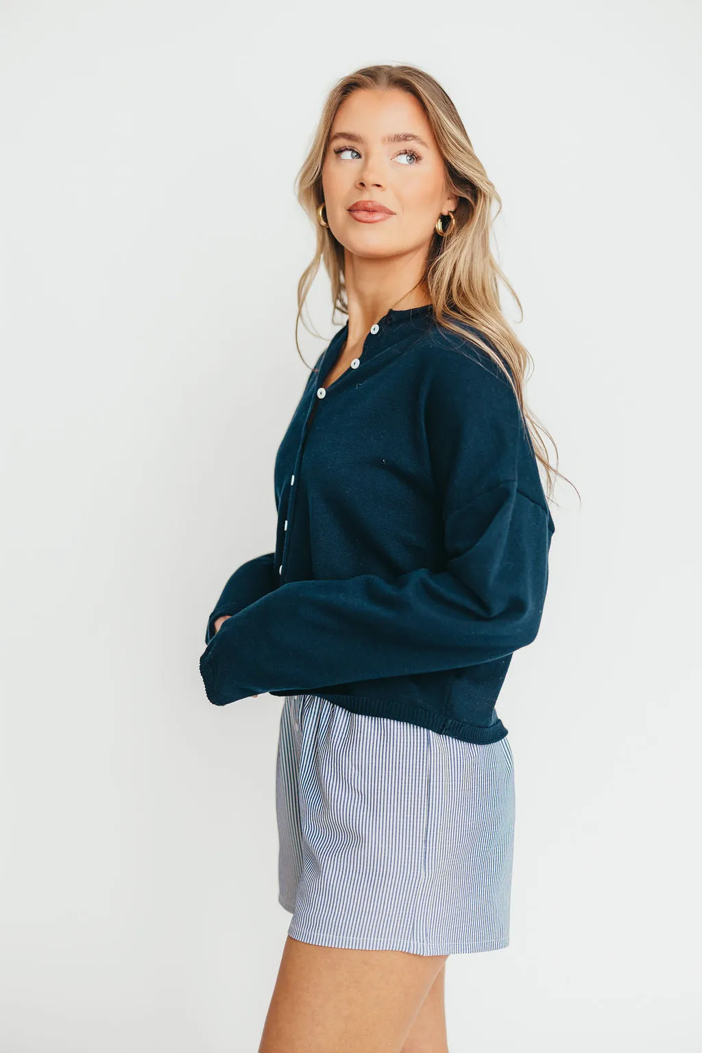 Kya Striped Boxer Short in Ivory/Blue sold by Worth Collective product image thumbnail 5