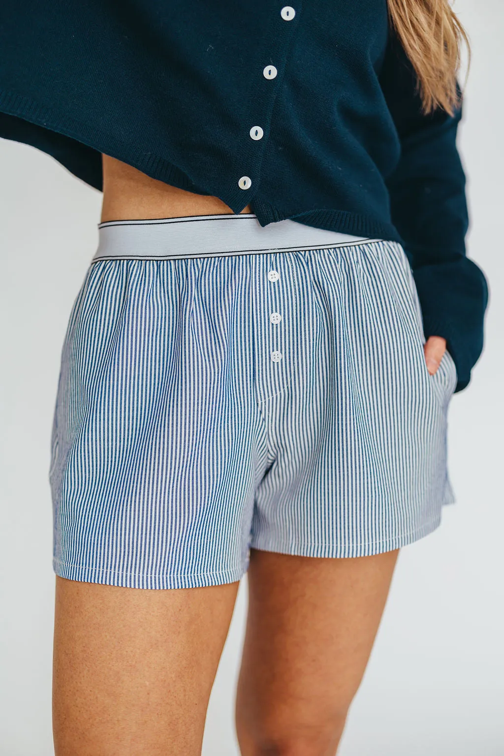Kya Striped Boxer Short in Ivory/Blue sold by Worth Collective product image thumbnail 2
