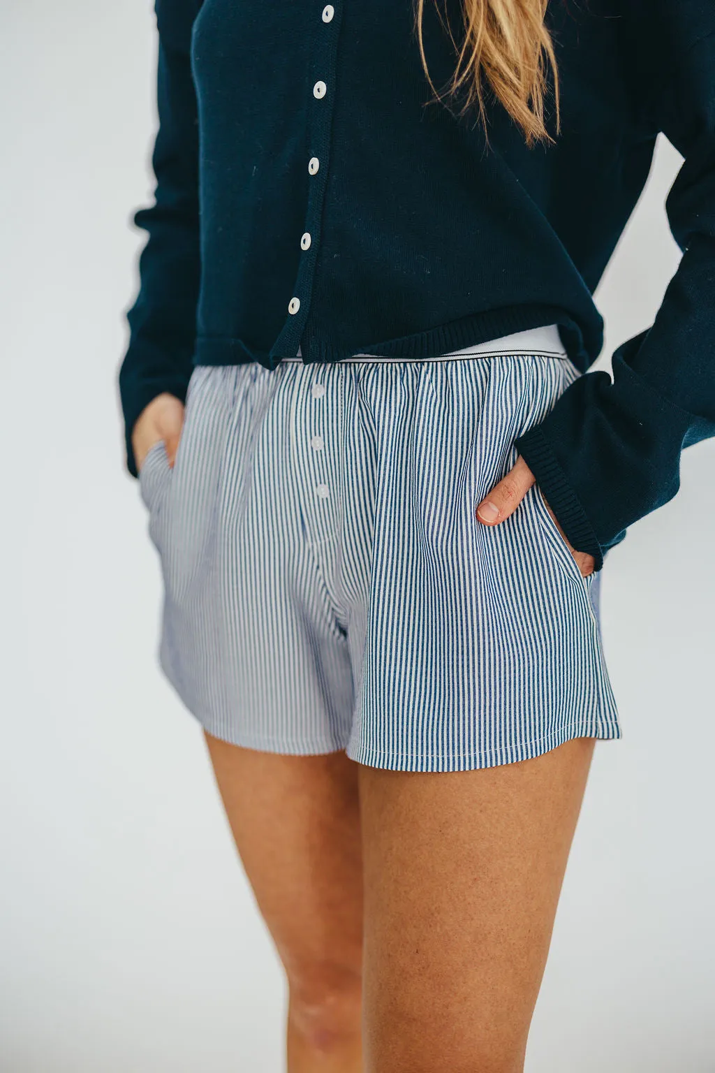 Kya Striped Boxer Short in Ivory/Blue sold by Worth Collective product image thumbnail 3