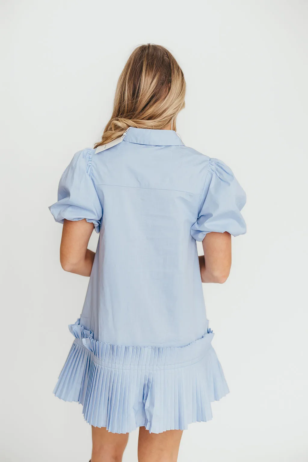 Alicia Pleated Hem Mini Dress in Powder Blue *Final-Sale* sold by Worth Collective product image thumbnail 5