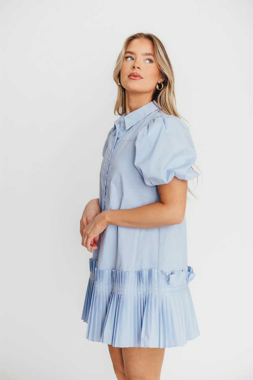 Alicia Pleated Hem Mini Dress in Powder Blue *Final-Sale* sold by Worth Collective product image thumbnail 4