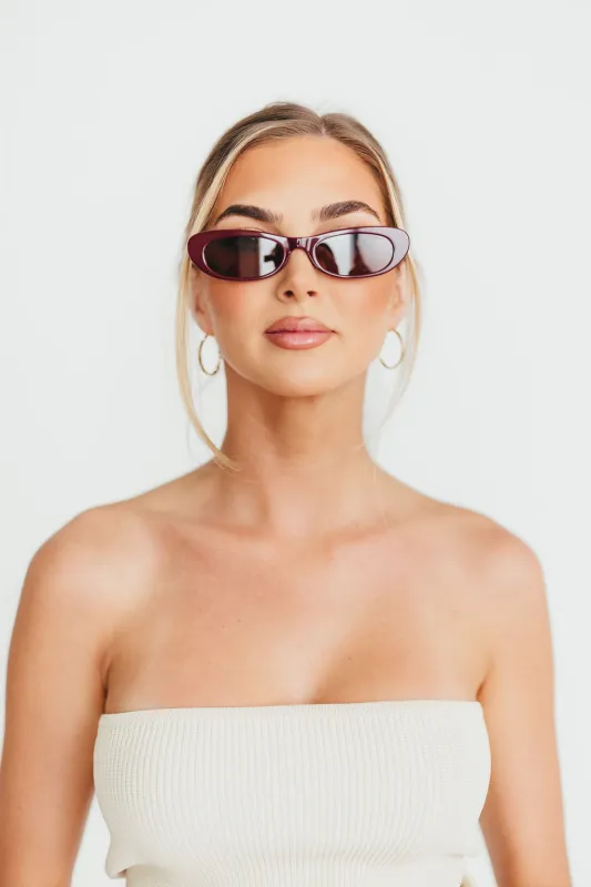 Sophie Acetate Cat Eye Sunglasses in Burgundy made by FREYRS