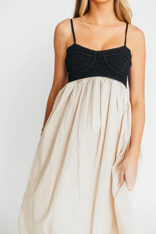Minna 100% Cotton Maxi Dress in Black/Natural sold by Worth Collective
