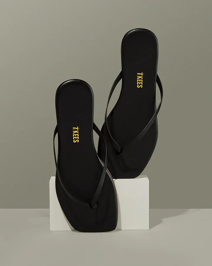 Tkees Square Toe Flip Flop Sandal in Black sold by Worth Collective