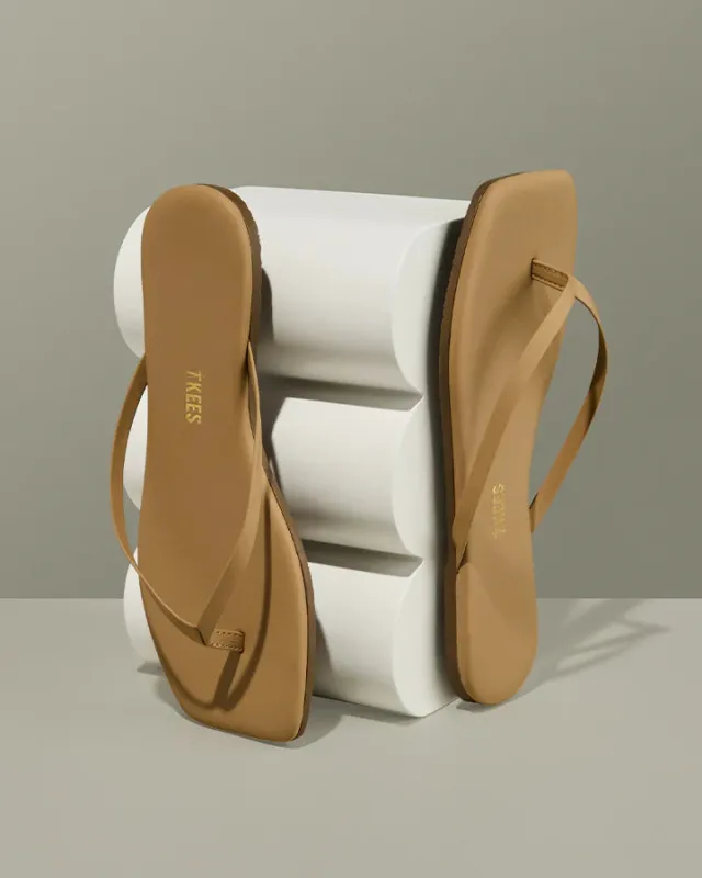Tkees Square Toe Flip Flop Sandal in Cocobutter sold by Worth Collective