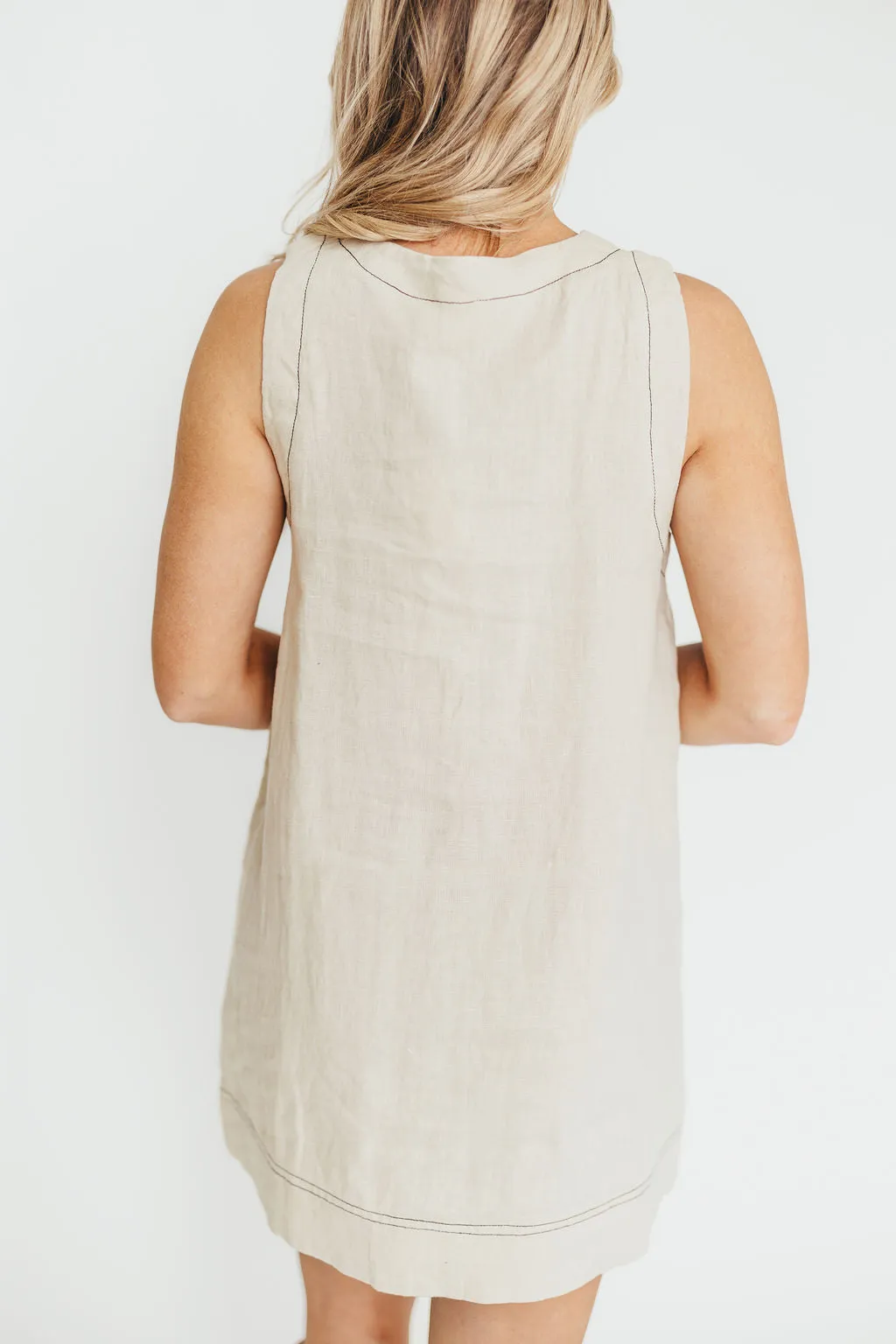 Milano 100% Linen Mini Dress in Linen sold by Worth Collective product image thumbnail 3