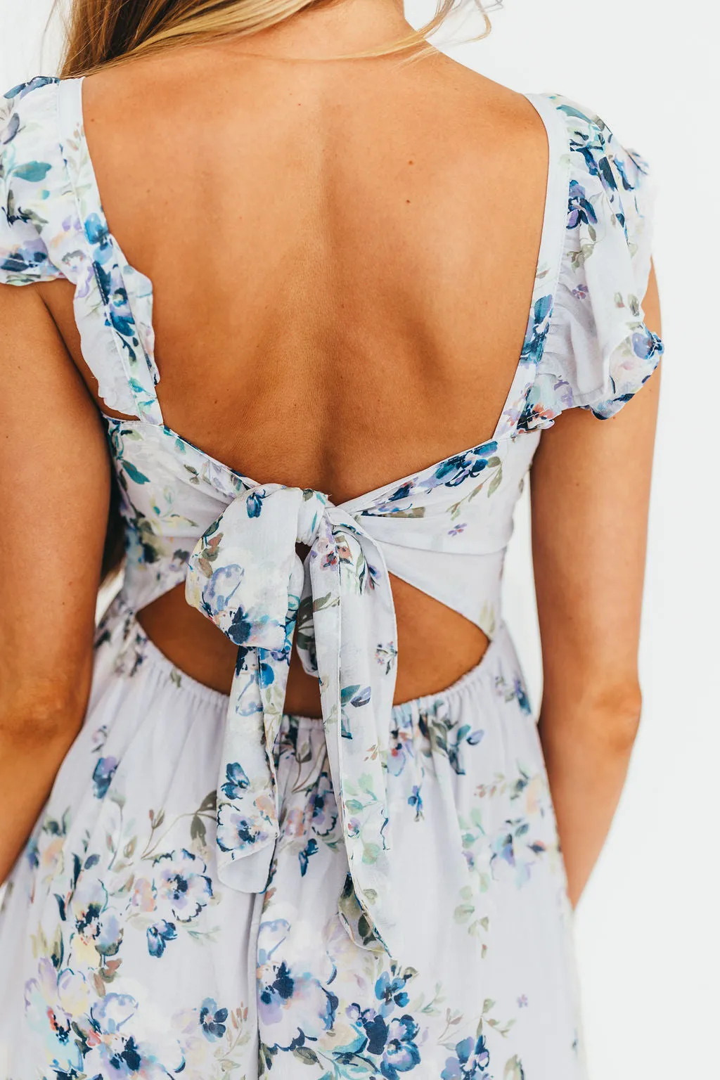 Hazel Open Tie Back Maxi Dress In Purple sold by Worth Collective product image thumbnail 4