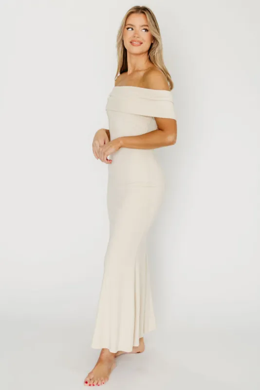 Monroe Maxi Dress in Ivory - Bump Friendly sold by Worth Collective