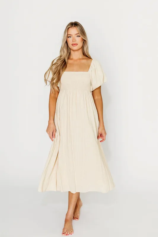Rosalie Maxi Dress in Linen - Bump Friendly sold by Worth Collective