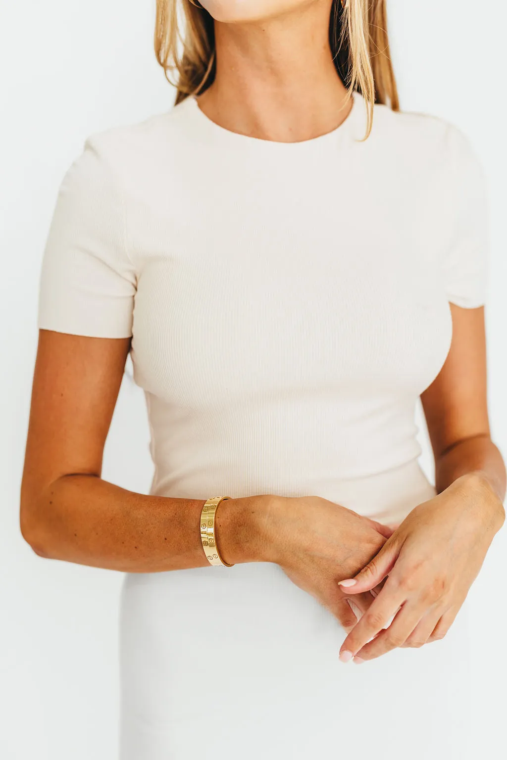 The Charlie Ribbed Maxi Dress in Light Peach - Bump Friendly sold by Worth Collective product image thumbnail 2