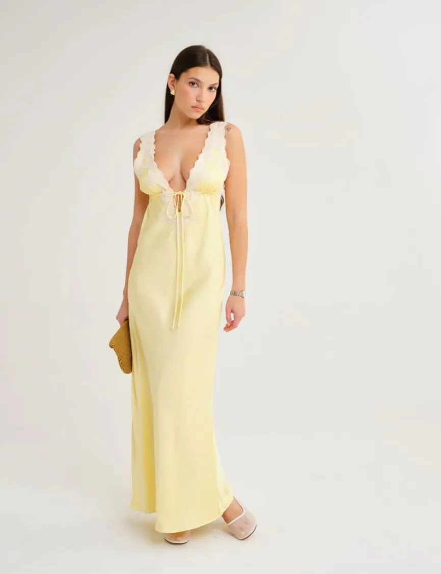 Seraphina Maxi Dress in Banana sold by Worth Collective