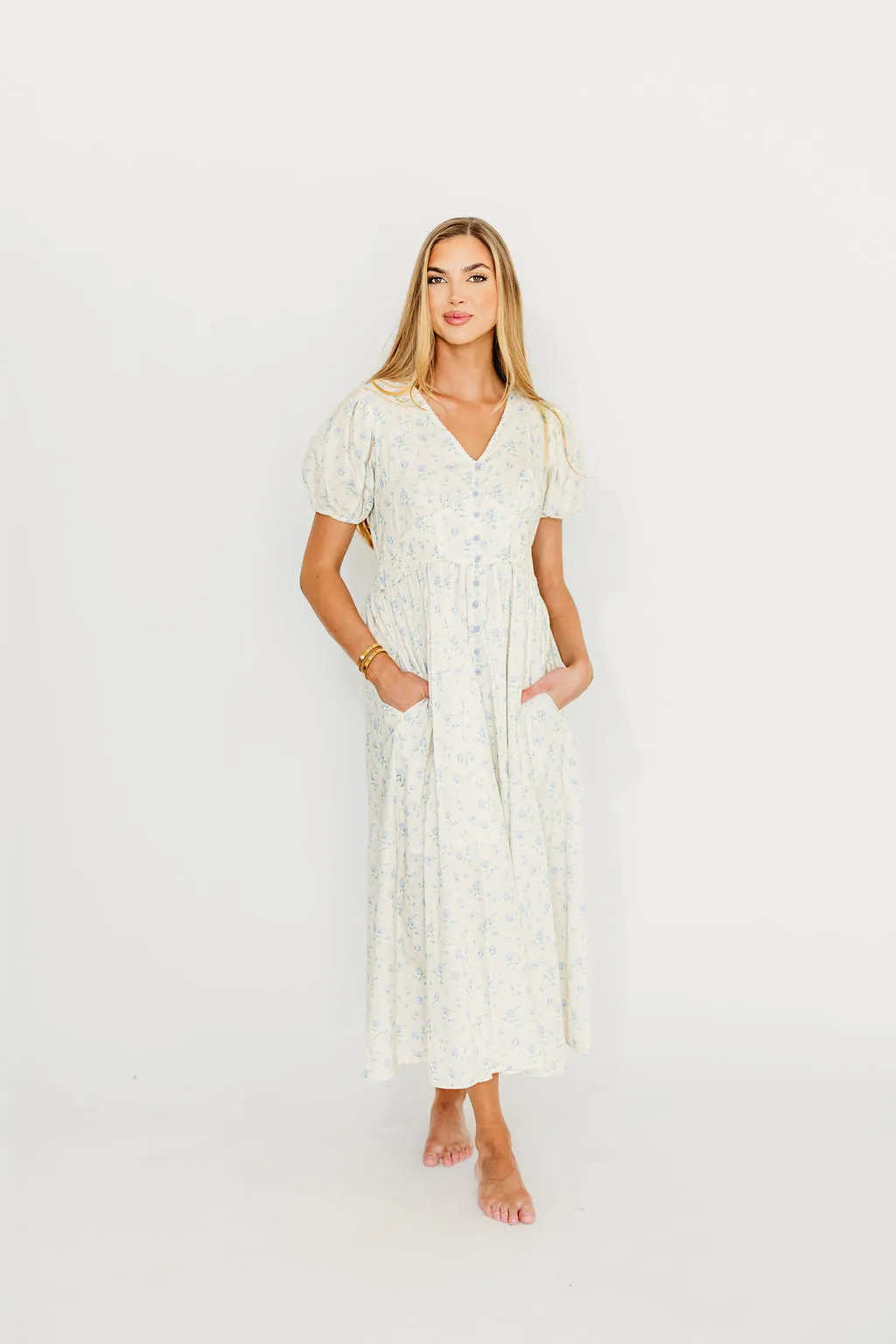 Kylee 100% Cotton Floral Maxi Dress in French Blue sold by Worth Collective product image thumbnail 2