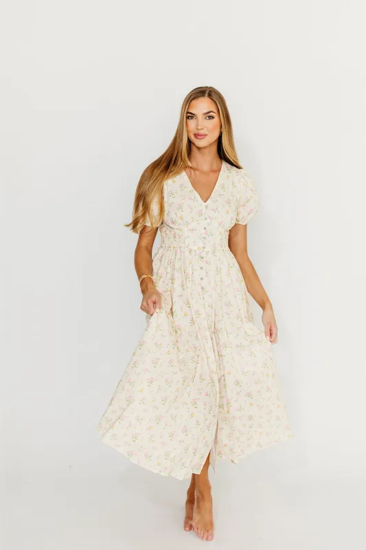 Kylee 100% Cotton Floral Maxi Dress in English Rose sold by Worth Collective