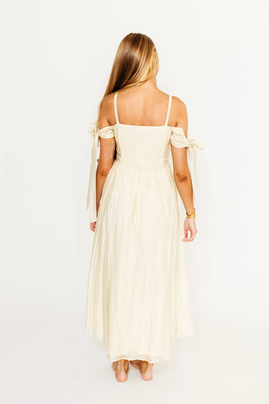 Paulina Sleeveless Sweetheart Midi Dress in Ecru sold by Worth Collective product image thumbnail 3