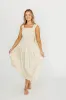Ava 100% Cotton Smocked Midi Dress In Cream/Blue Floral sold by Worth Collective