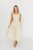 Ava 100% Cotton Smocked Midi Dress In Cream/Blue Floral sold by Worth Collective