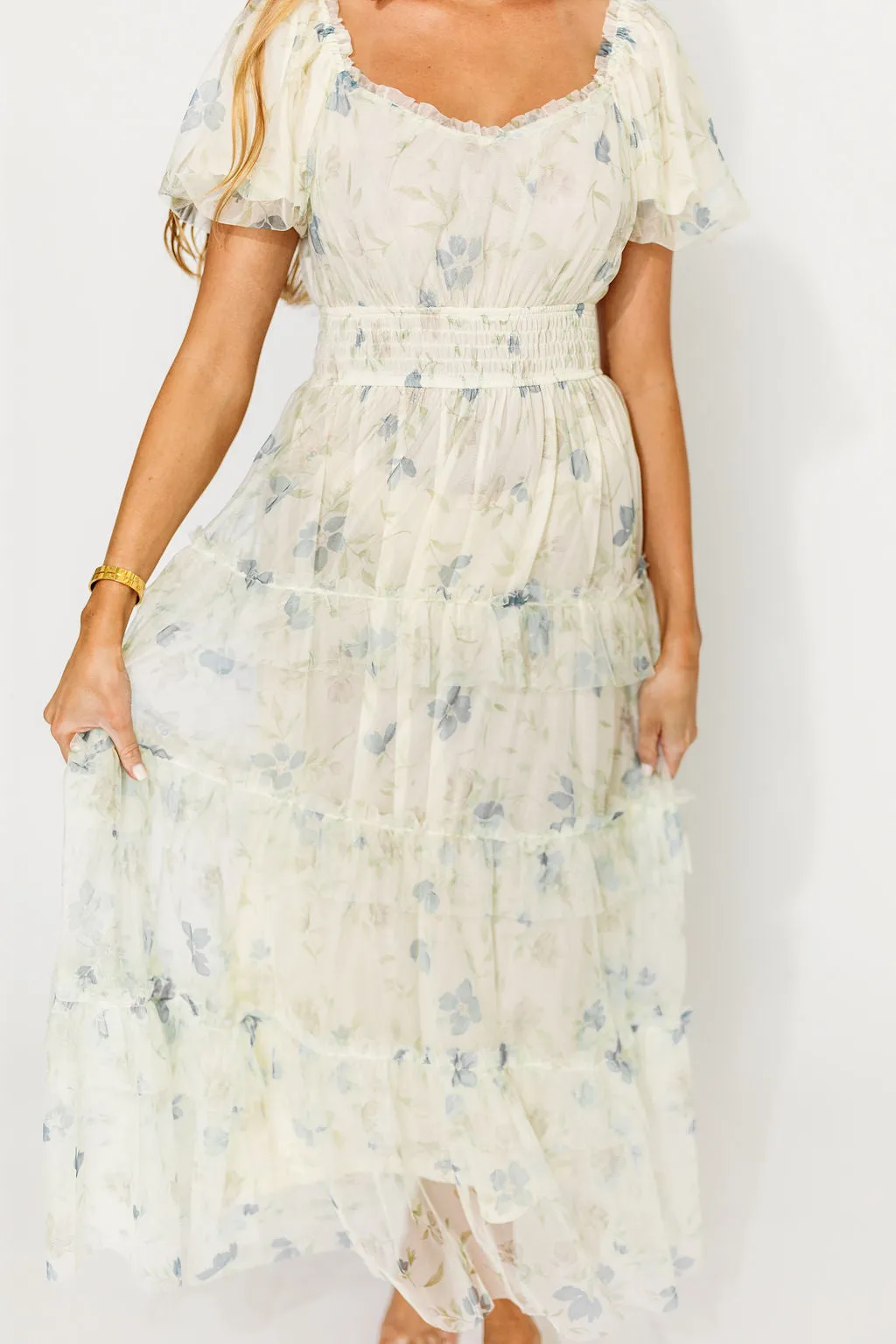 Martha Puff Sleeve Midi Dress in Ivory Mutli sold by Worth Collective product image thumbnail 5