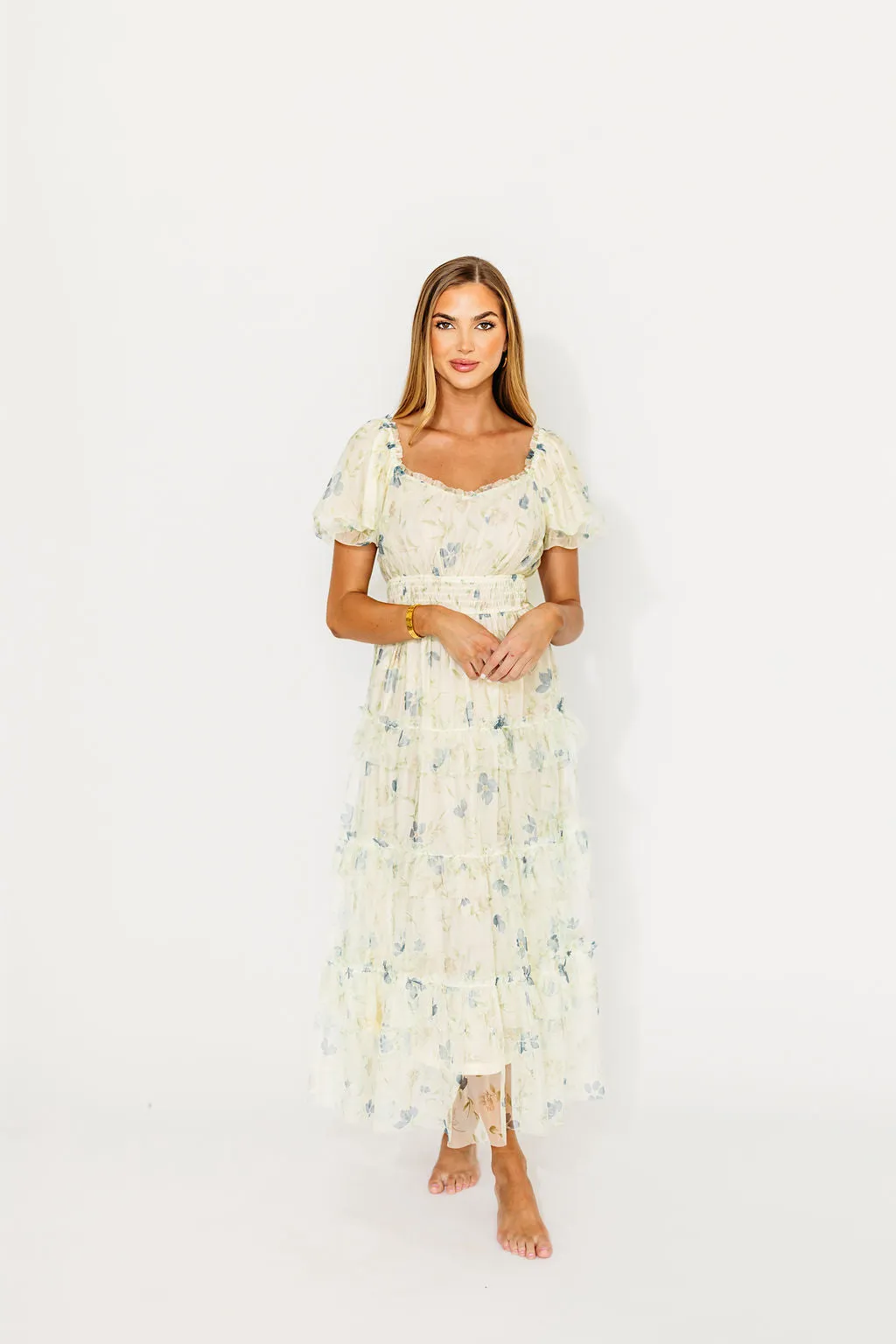 Martha Puff Sleeve Midi Dress in Ivory Mutli sold by Worth Collective product image thumbnail 2