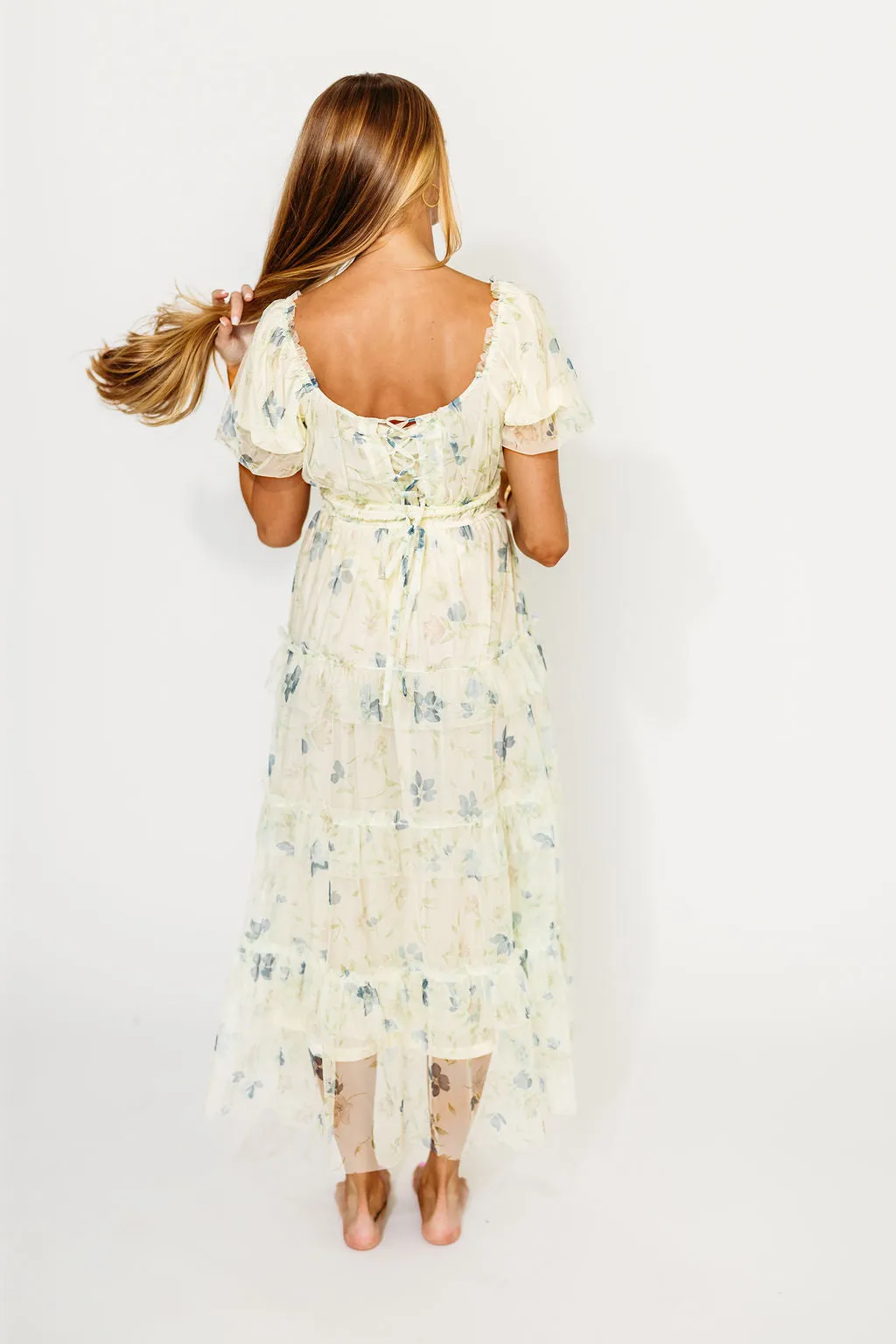 Martha Puff Sleeve Midi Dress in Ivory Mutli sold by Worth Collective product image thumbnail 4