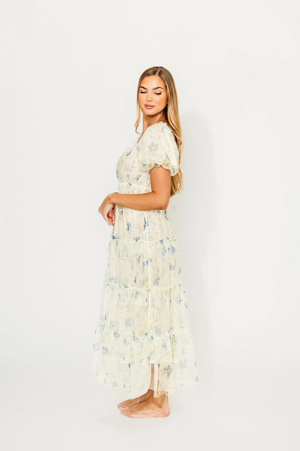 Martha Puff Sleeve Midi Dress in Ivory Mutli sold by Worth Collective product image thumbnail 3