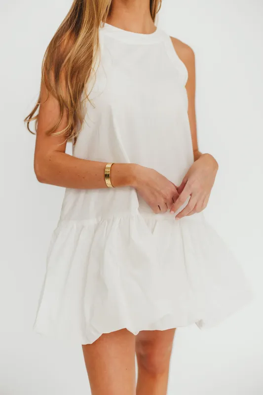 Estelle Bubble Hem Mini Dress in Off-White sold by Worth Collective