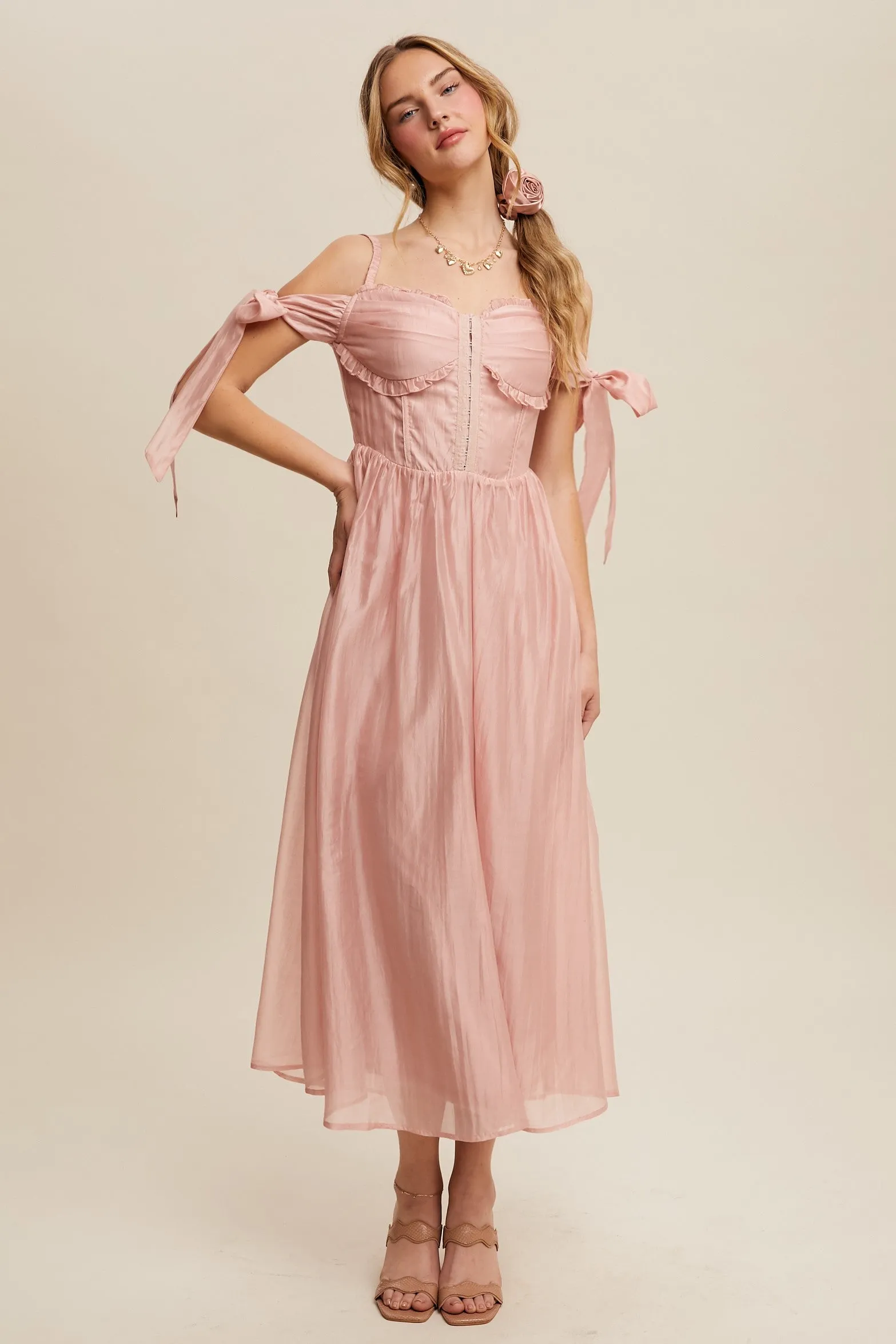 Paulina Sleeveless Sweetheart Midi Dress in Vintage Rose sold by Worth Collective product image thumbnail 5