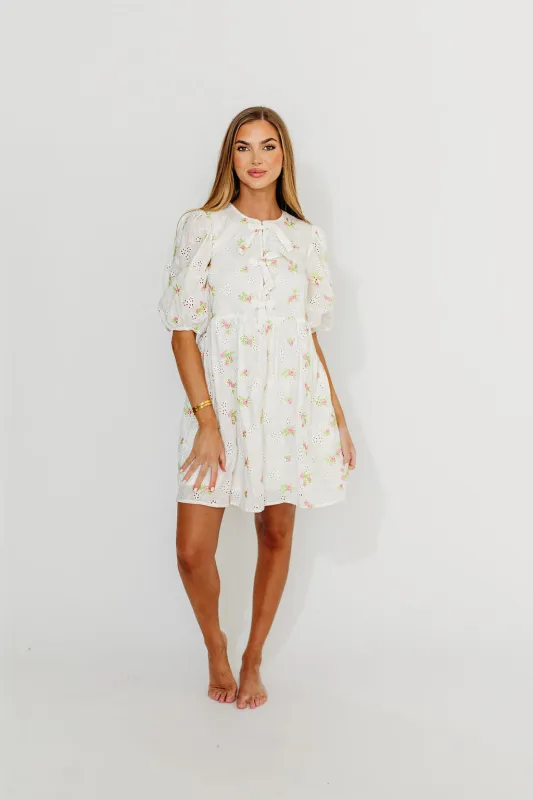 Saylor Floral Dress in White Pink *Final-Sale* sold by Worth Collective