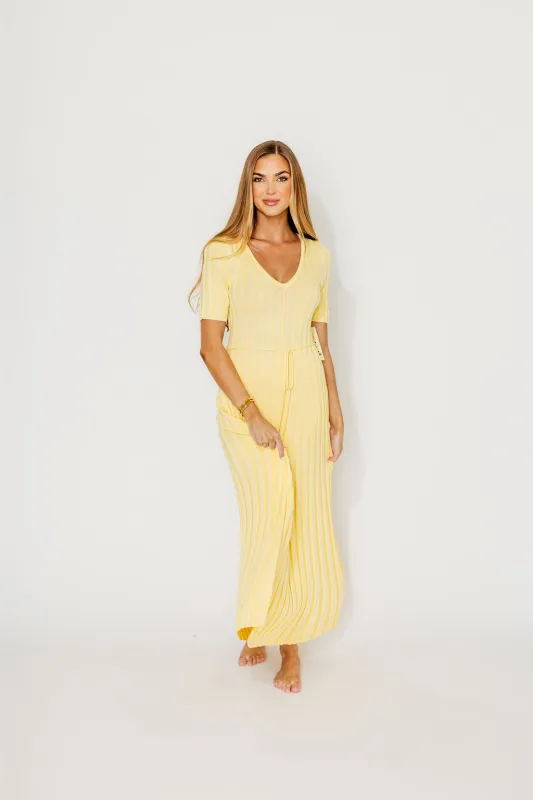 Oakley Ribbed Maxi Dress in Light Yellow - Bump Friendly *Final-Sale* sold by Worth Collective
