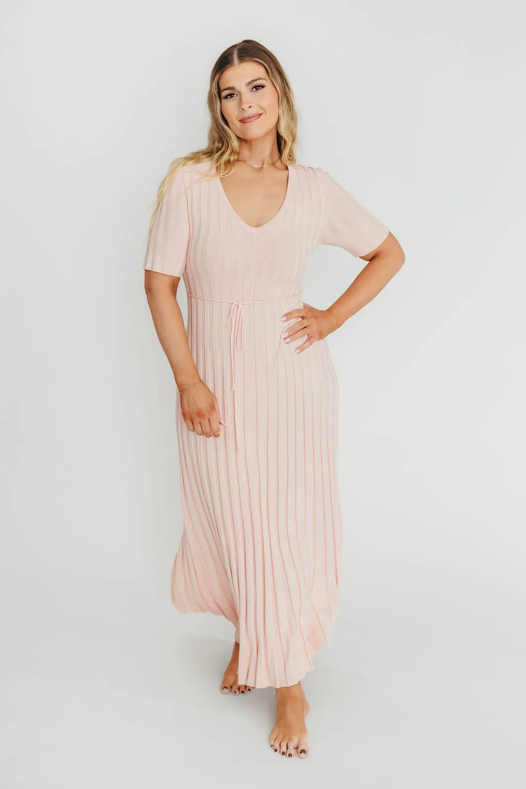 Oakley Ribbed Maxi Dress in Light Pink - Bump Friendly *Final-Sale* sold by Worth Collective