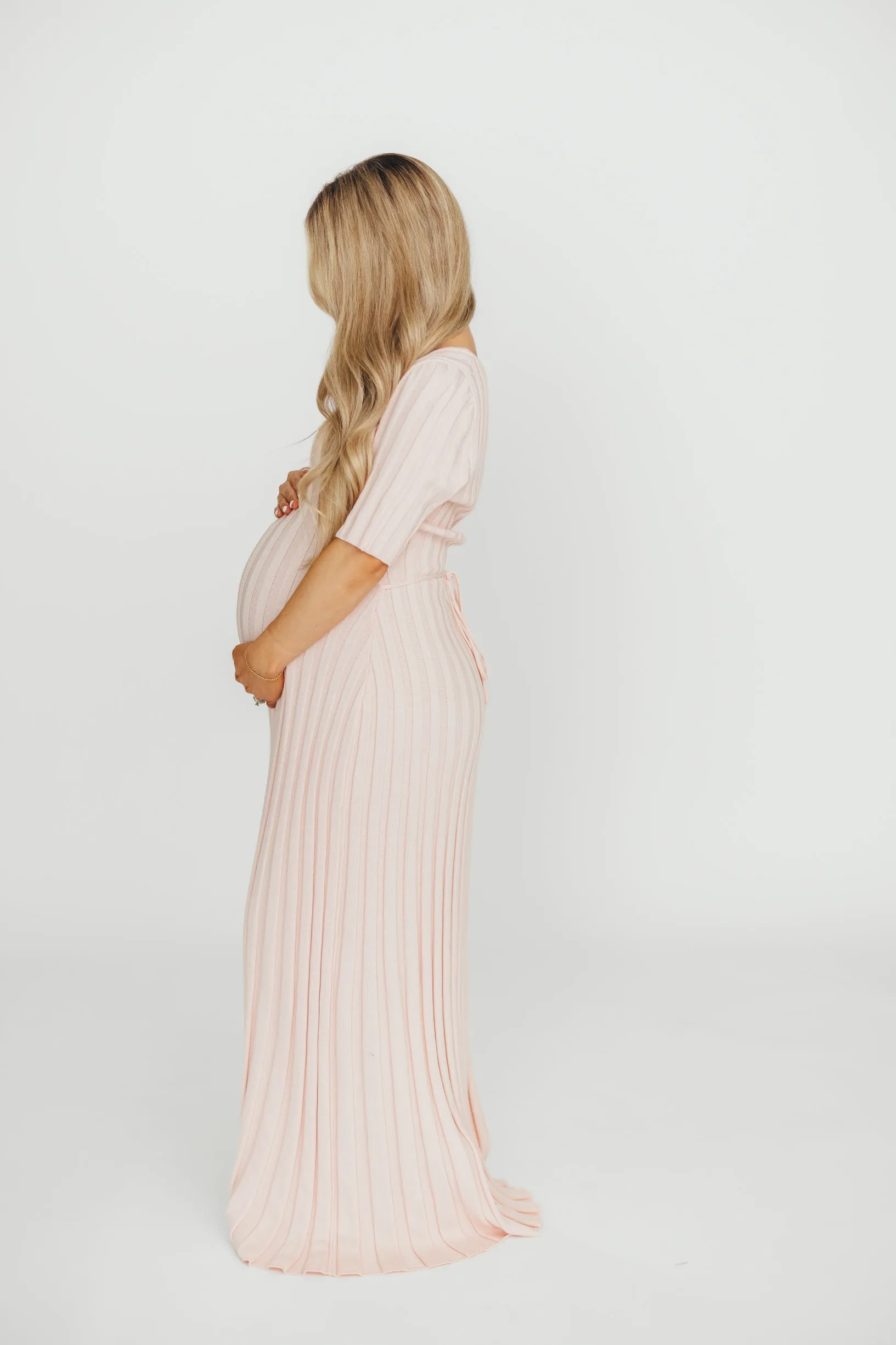 Oakley Ribbed Maxi Dress in Light Pink - Bump Friendly *Final-Sale* sold by Worth Collective product image thumbnail 5