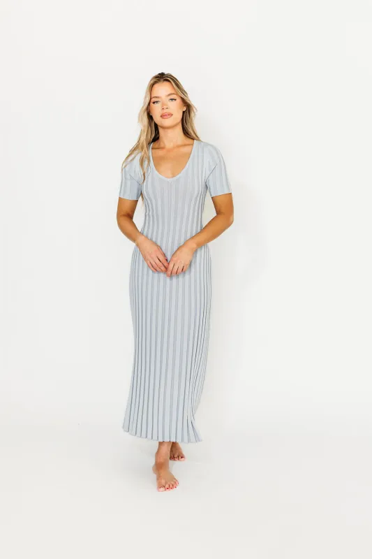 Oakley Ribbed Maxi Dress in Light Blue - Bump Friendly *Final-Sale* sold by Worth Collective