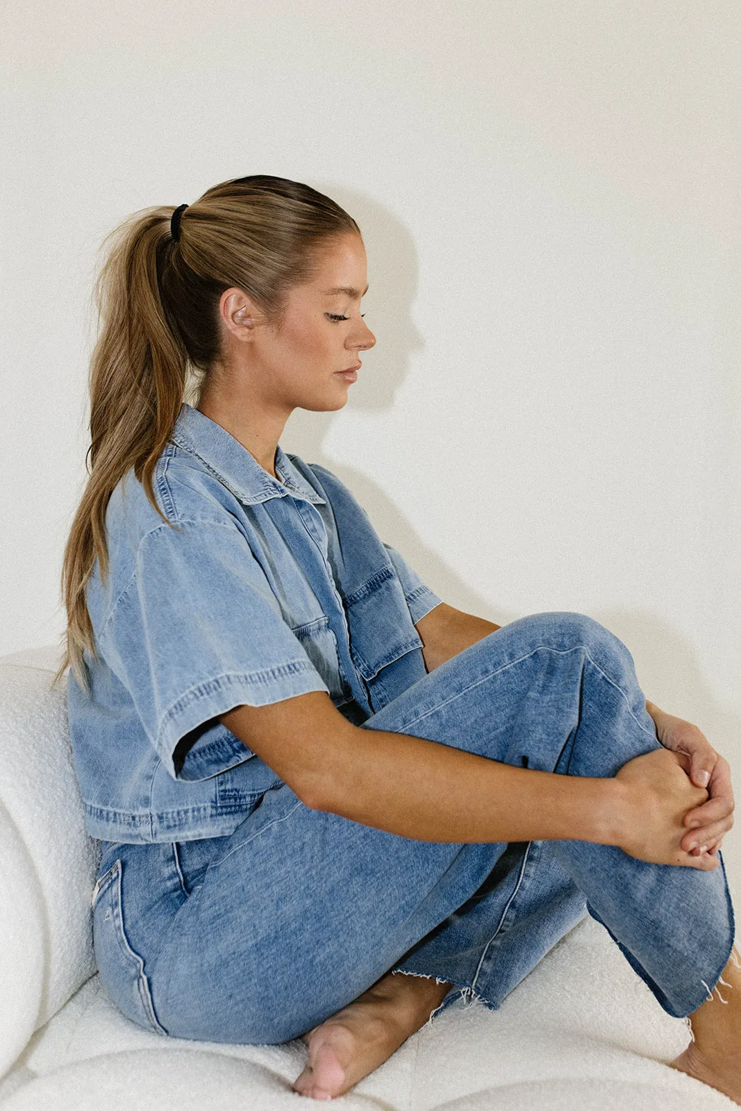 Carla 100% Cotton Chambray Cropped Shirt sold by Worth Collective product image thumbnail 4