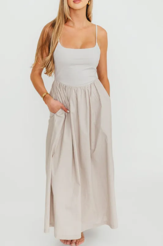 Dorit Everyday Elegance Stretch Top Maxi Dress in Stone sold by Worth Collective