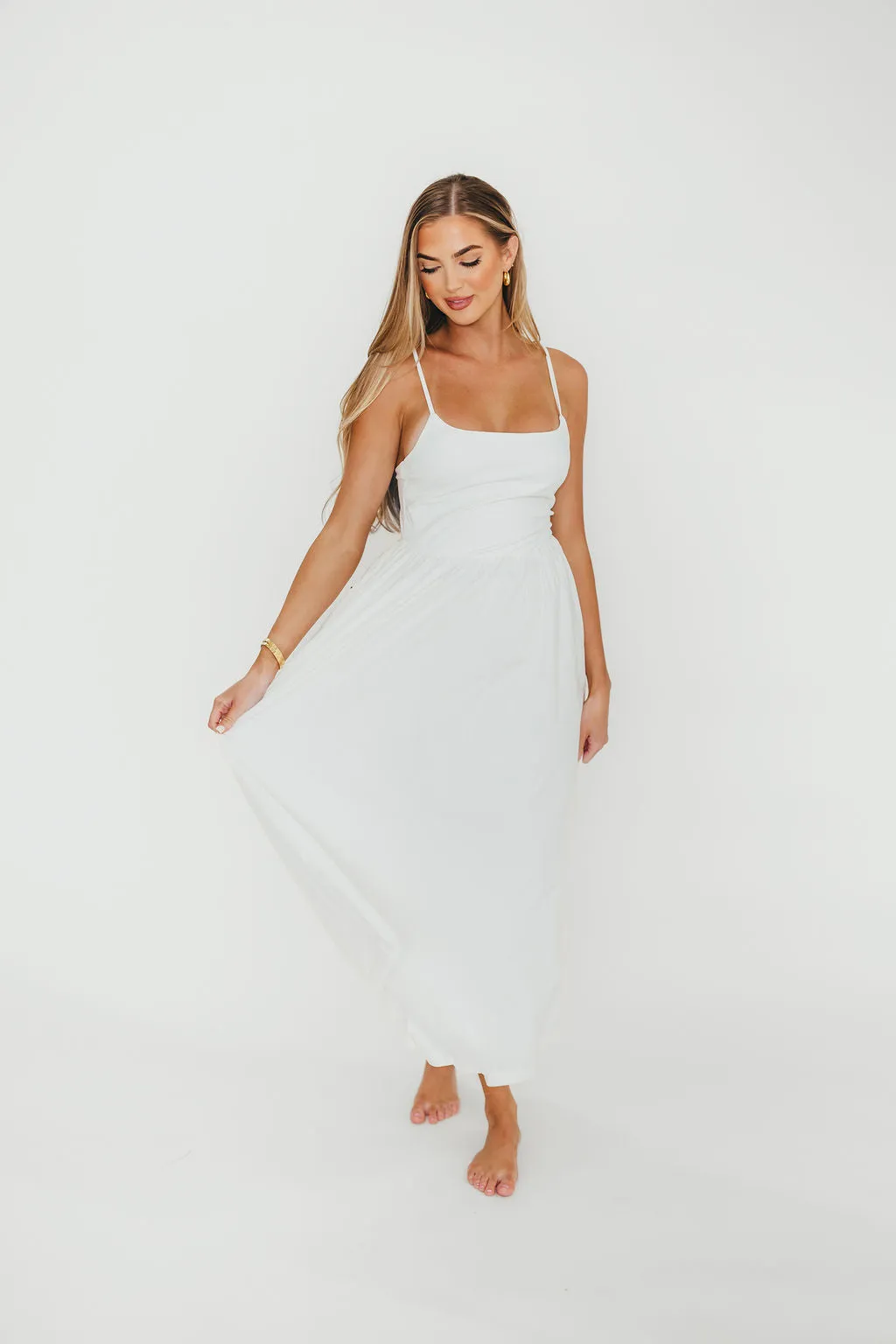 Dorit Everyday Elegance Stretch Top Maxi Dress in White sold by Worth Collective product image thumbnail 2