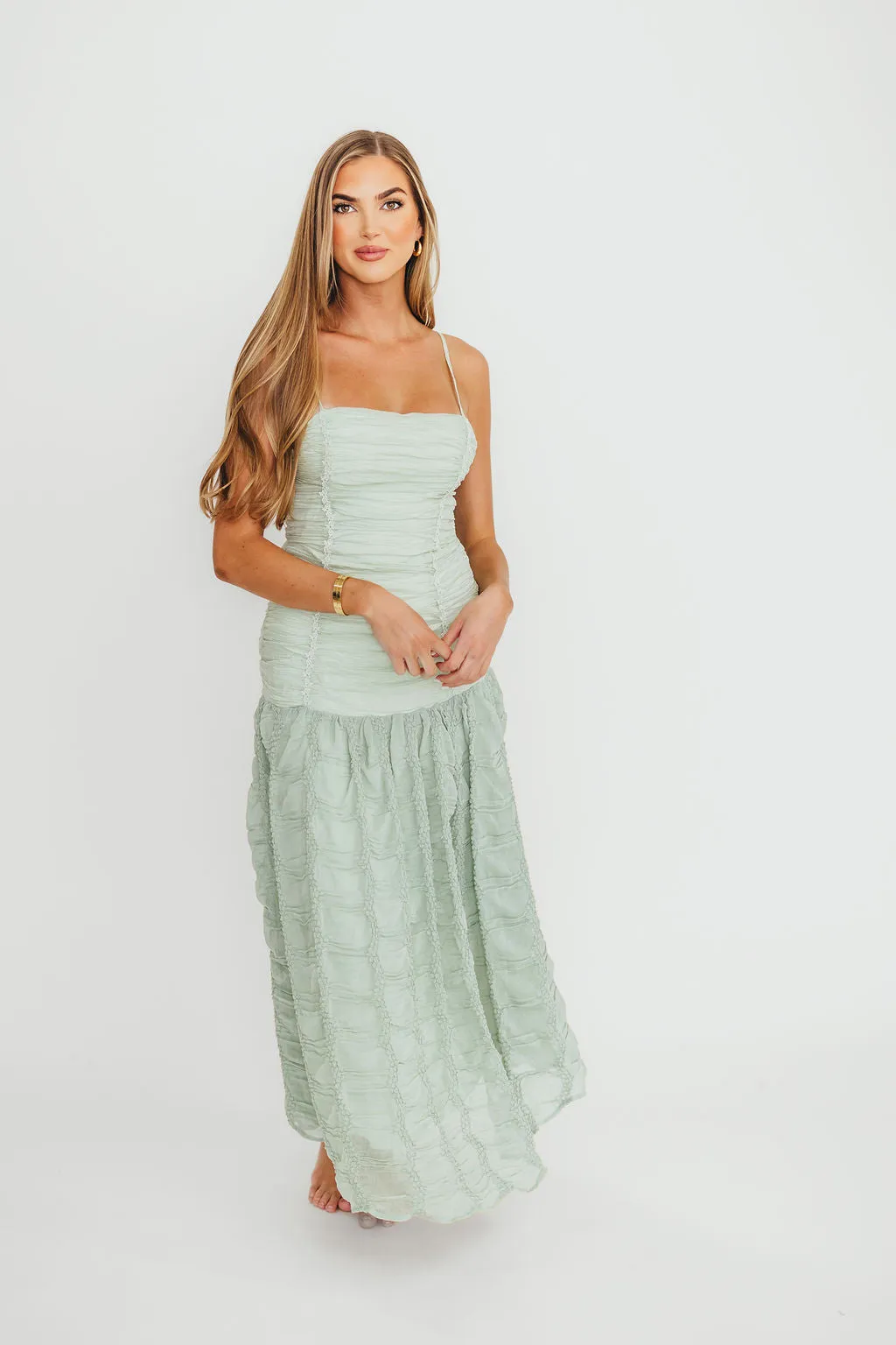Rosie Ruched Maxi Dress in Mint *Final-Sale* sold by Worth Collective product image thumbnail 5