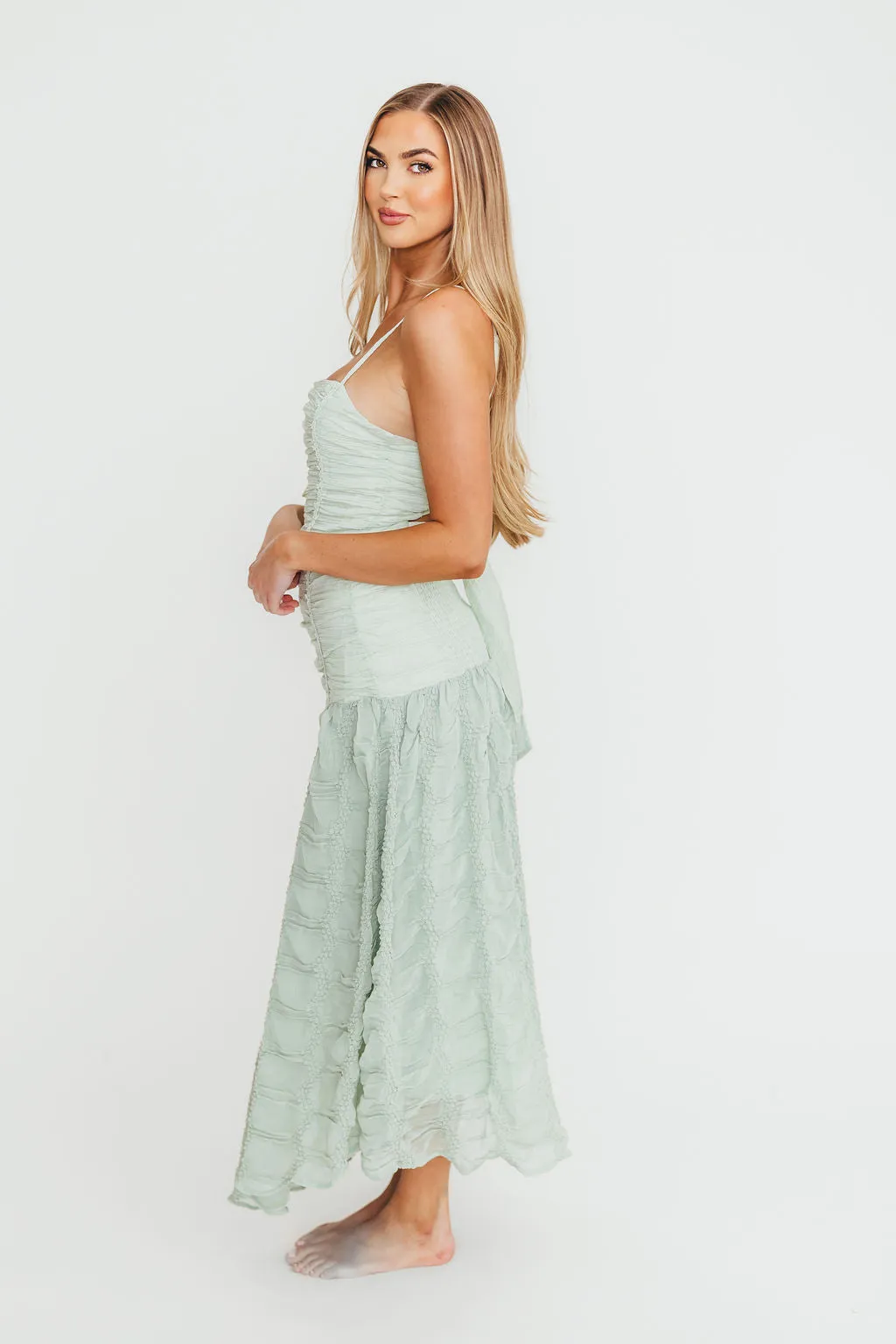 Rosie Ruched Maxi Dress in Mint *Final-Sale* sold by Worth Collective product image thumbnail 3