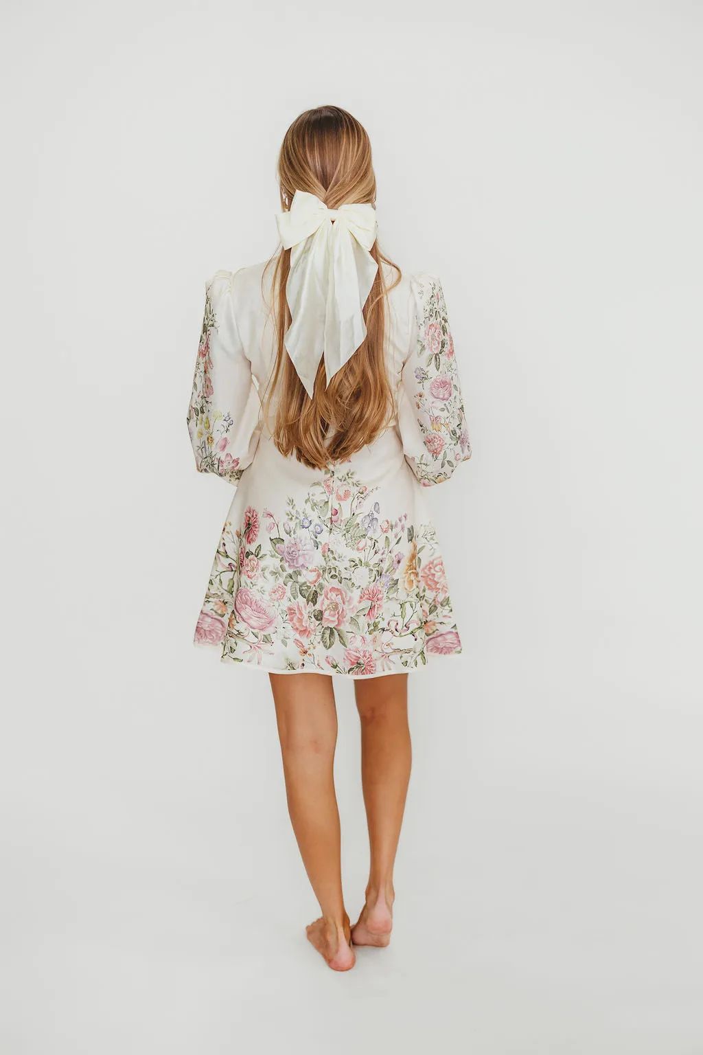 Luciana Long Sleeve Mini Dress in Cream Floral sold by Worth Collective product image thumbnail 3