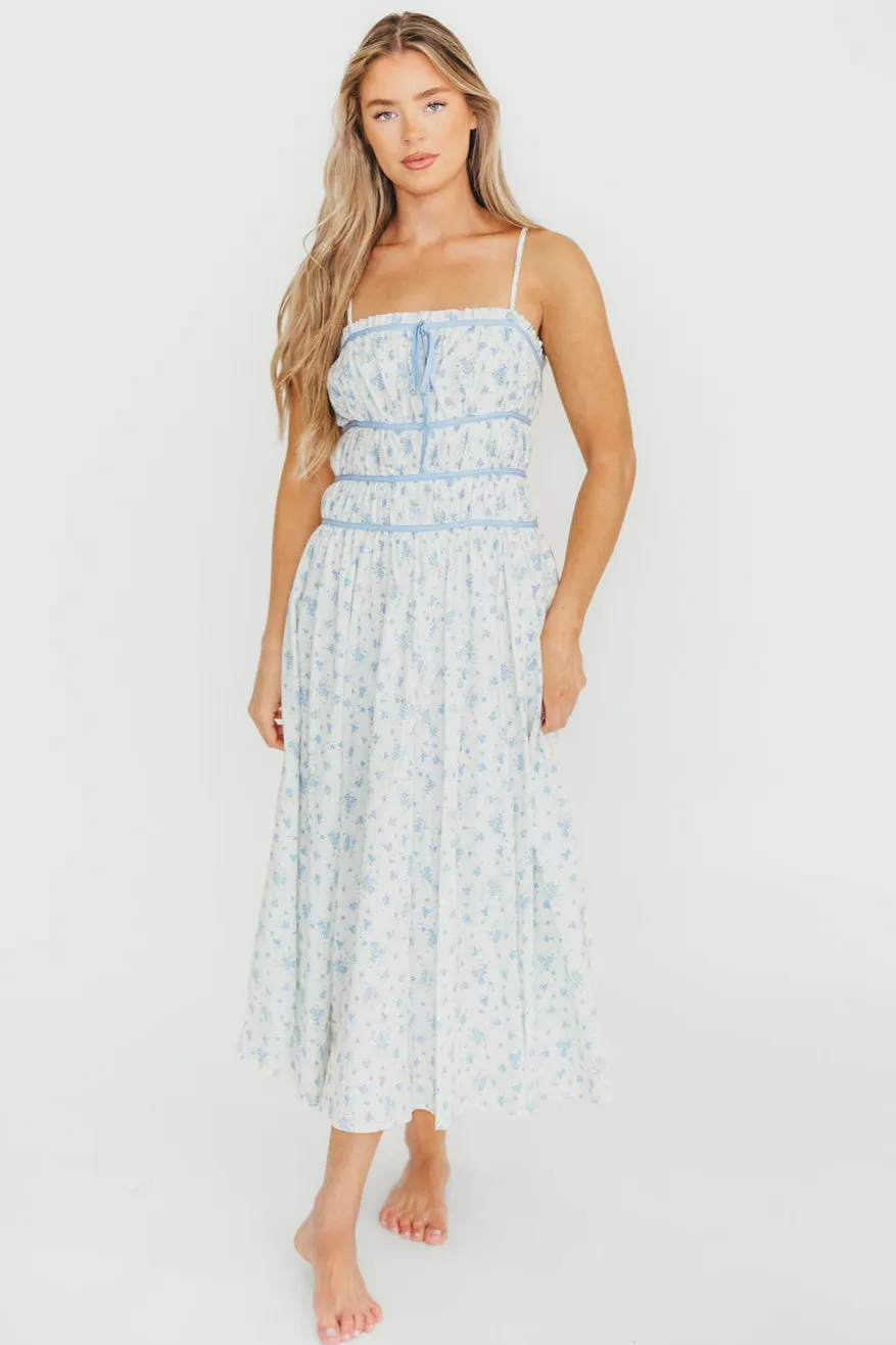 Vanessa Midi Dress in Blue *Final-Sale* sold by Worth Collective