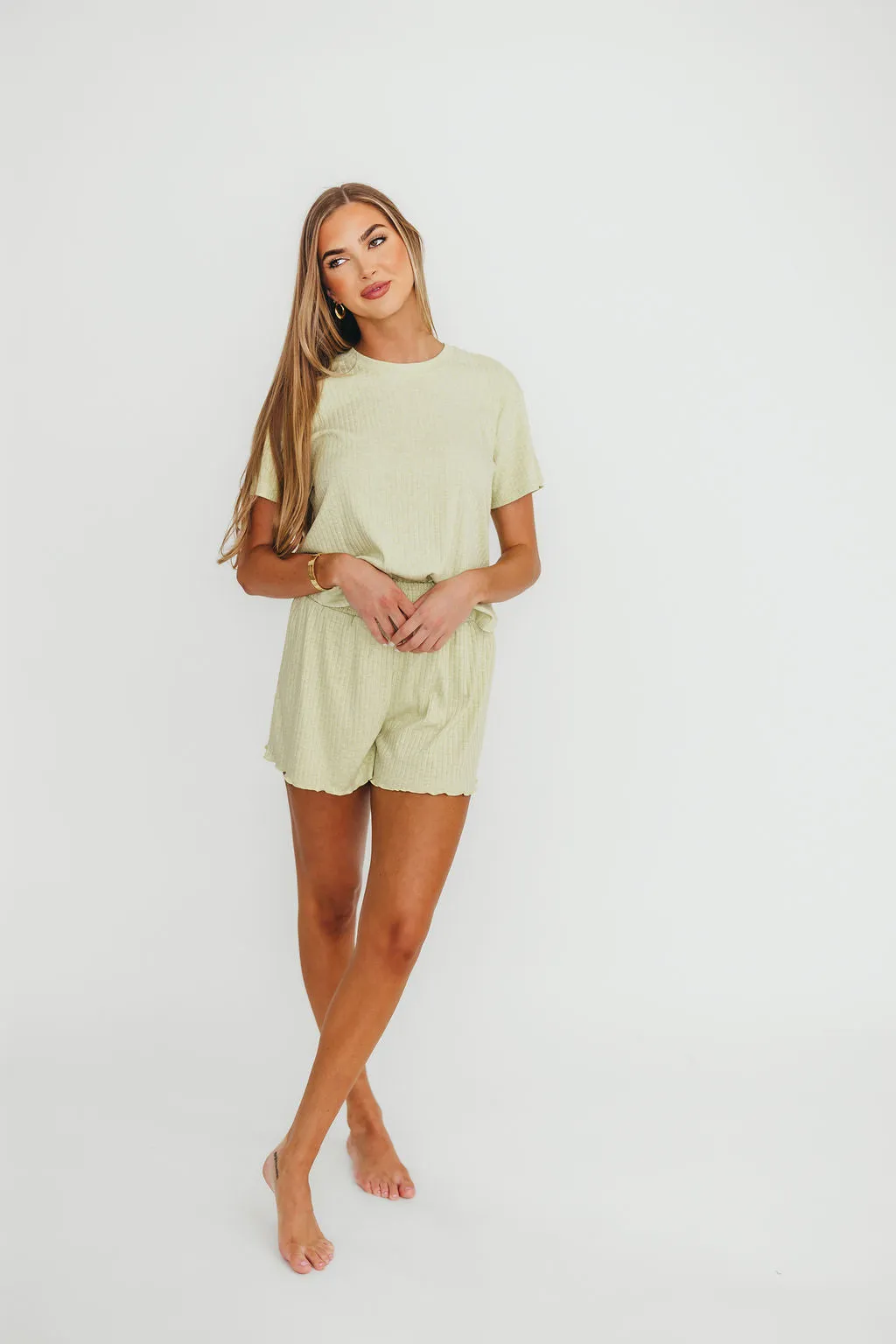 Tibby Wide Rib Knit Short Sleeve Top in Melon sold by Worth Collective product image thumbnail 2