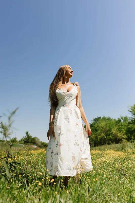 Fawna Floral Midi Dress in Cream *Final-Sale* sold by Worth Collective