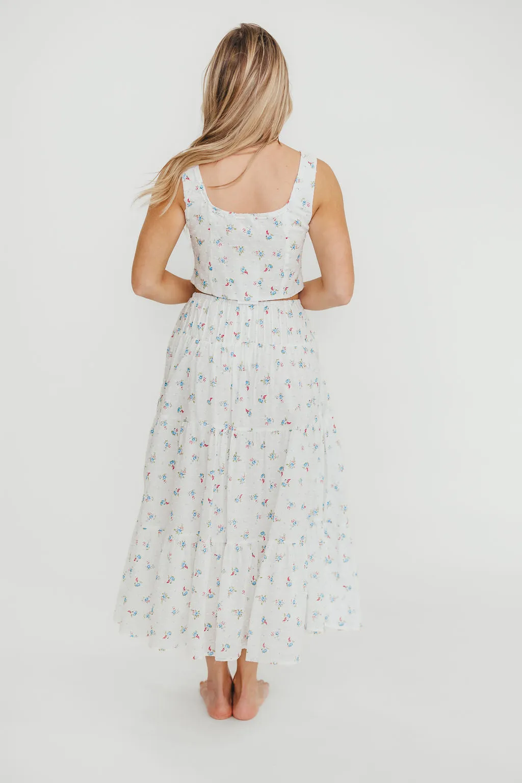 Florence 100% Cotton Corset Top & Skirt Set in White Floral sold by Worth Collective product image thumbnail 4