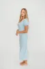 Mary Kate Bow Shoulder Sweater Maxi Dress in Sky/White sold by Worth Collective