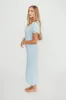 Mary Kate Bow Shoulder Sweater Maxi Dress in Sky/White sold by Worth Collective