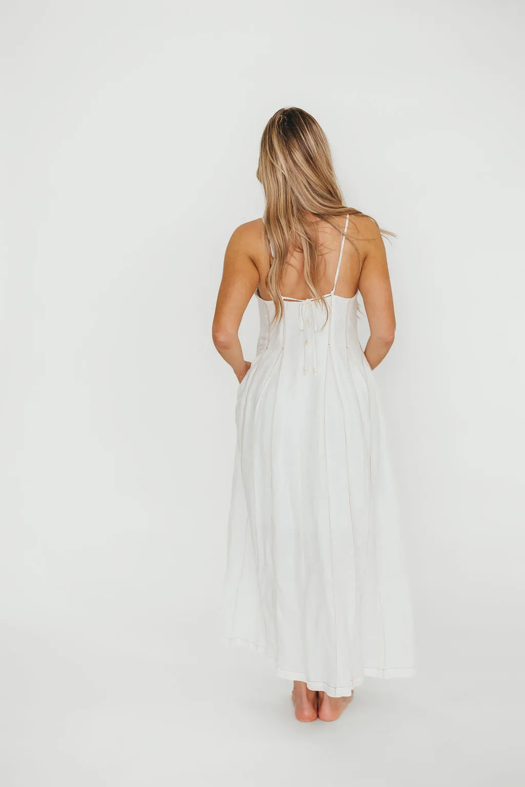 Mei Linen Stitch Maxi Dress in Cream sold by Worth Collective product image thumbnail 5