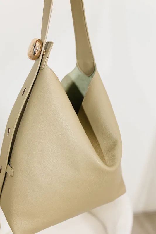 Elowen Simple Tote With Clasp Detail in Sage sold by Worth Collective