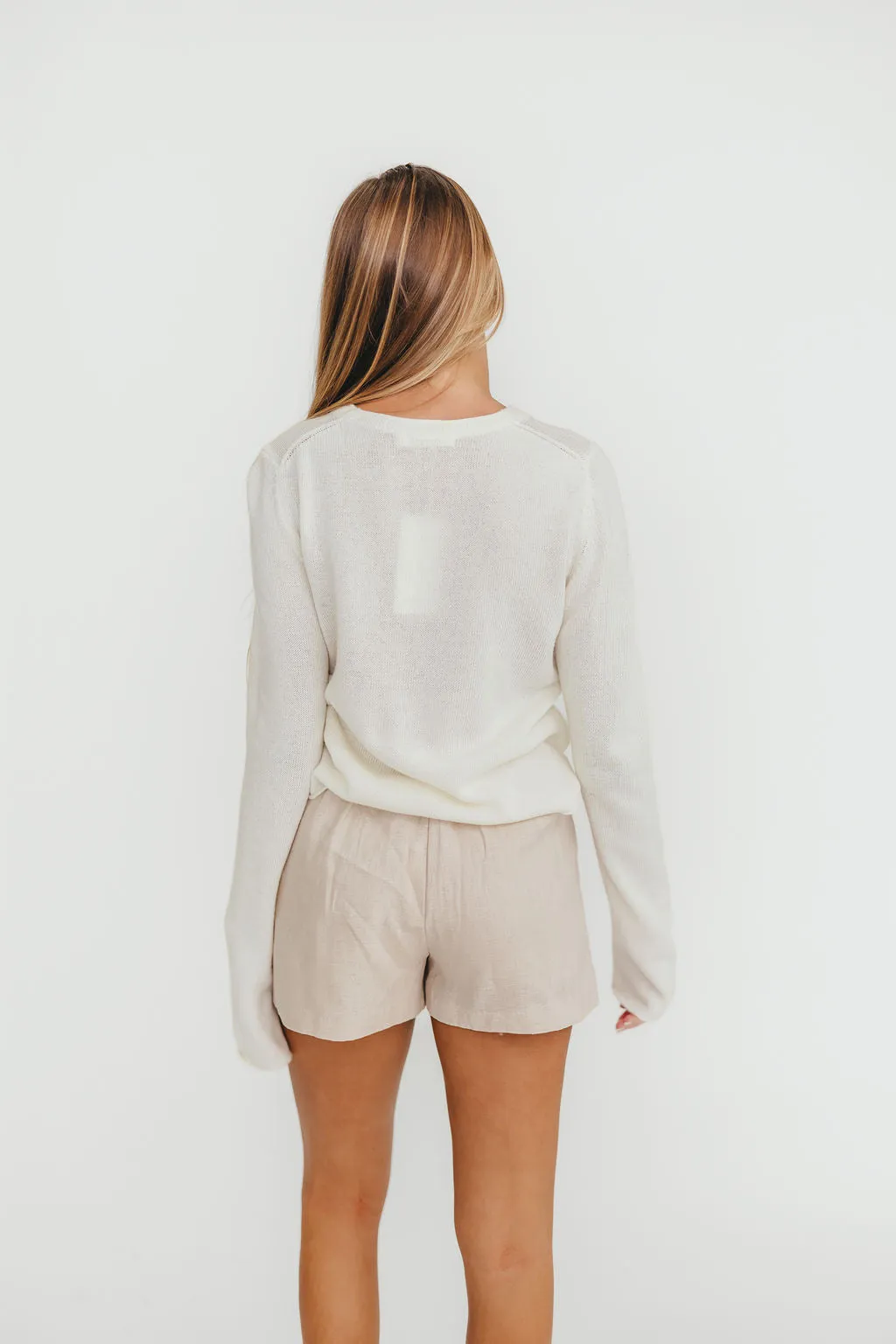Jolie 100% Linen Shorts in Light Khaki sold by Worth Collective product image thumbnail 5