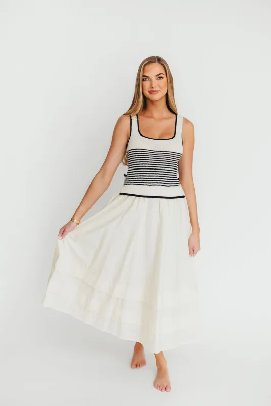 Fallon Combination Midi Dress in Cream sold by Worth Collective