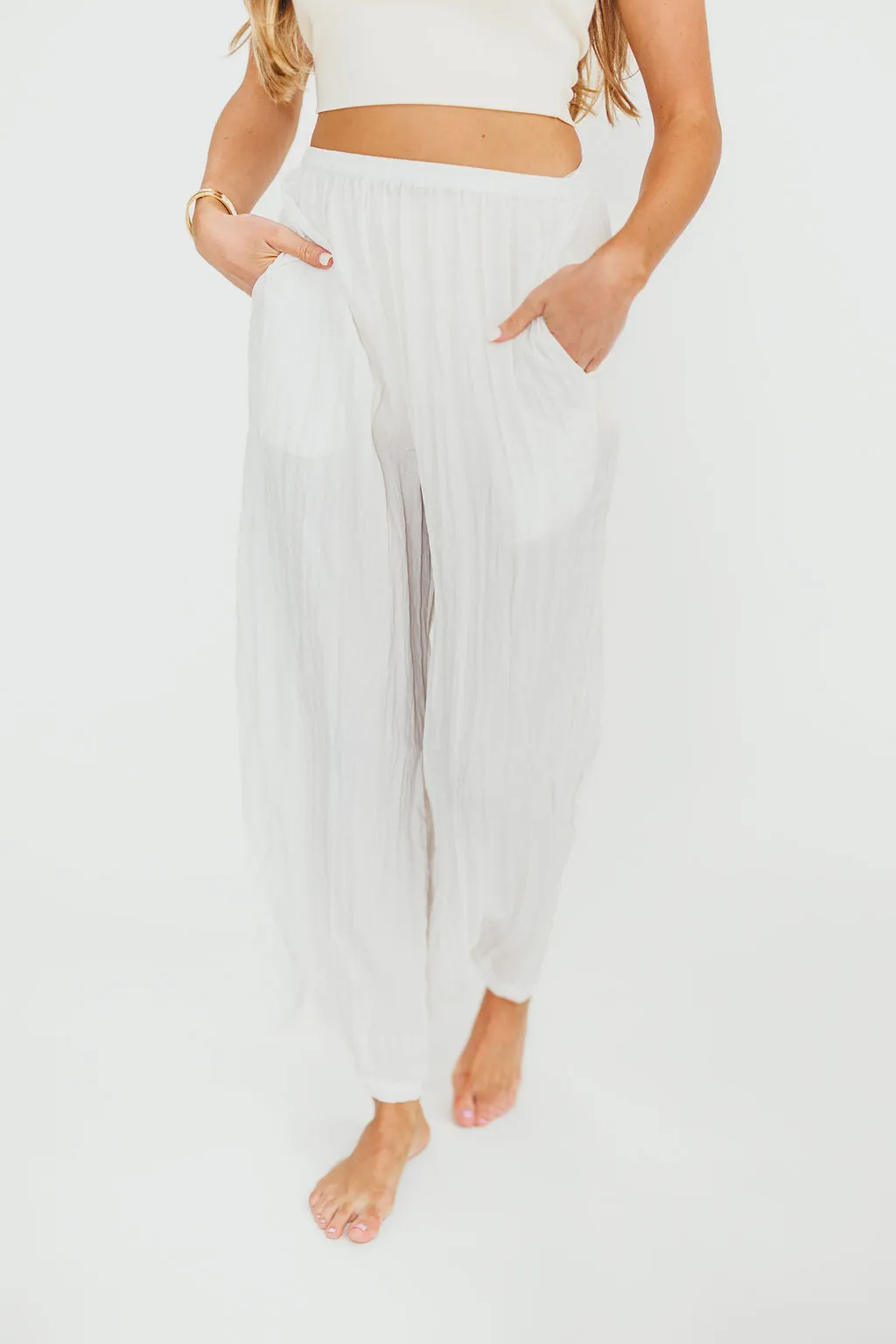 Harmony Crinkle Fabric Pants in Milk (Please see description) *Final-Sale* sold by Worth Collective product image thumbnail 3